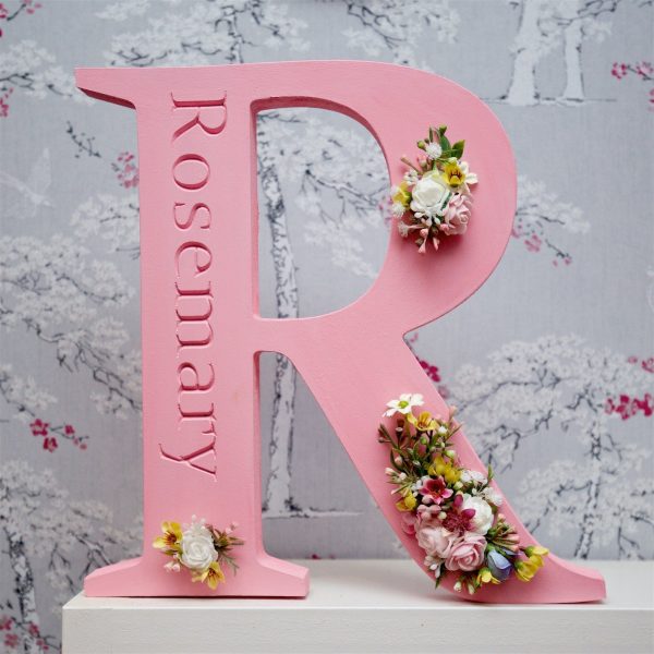 Engraved Initial with Flowers